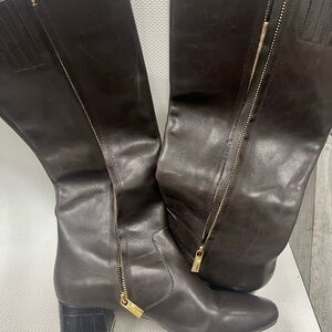 MK Elegant Brown Leather Knee-High Boots